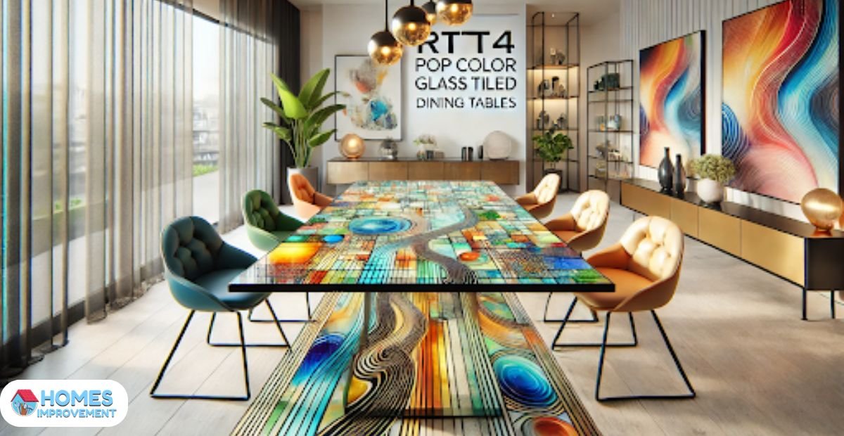 RTTT4 Pop Color Glass Tiled Dining Tables